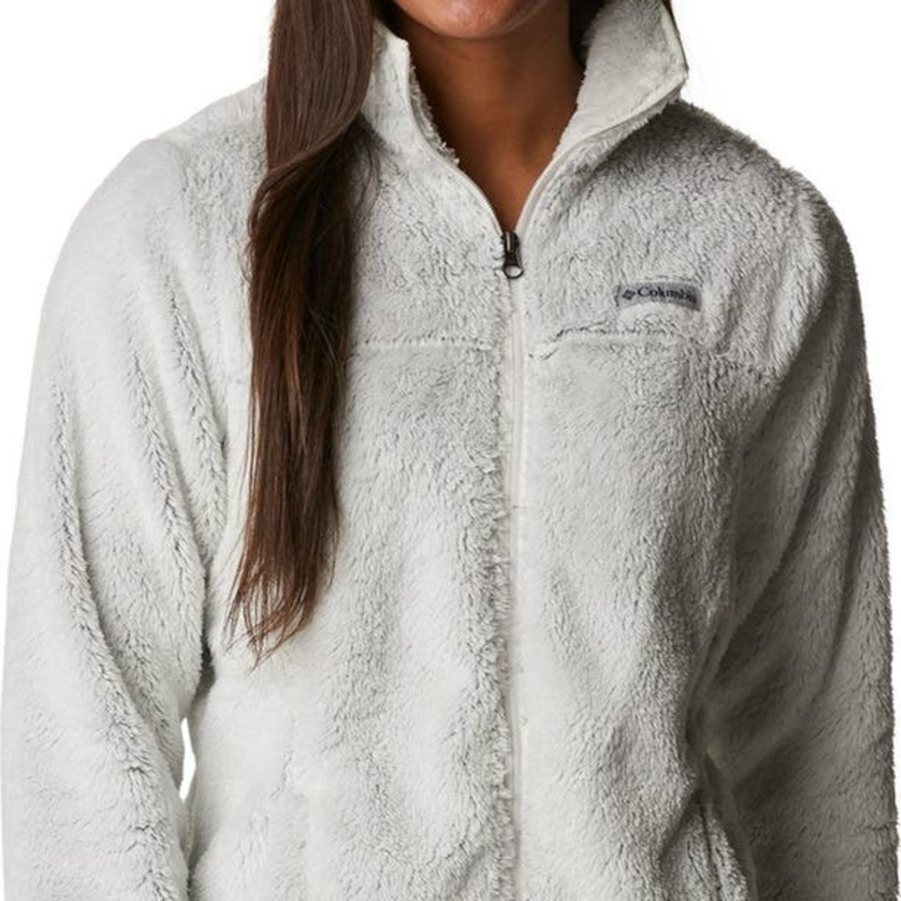 Columbia Women's Cloudy Day Fleece Zip Up Teddy Jacket - Light Gray Sea Salt S